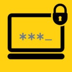 A laptop and lock icon with password