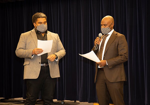 Superintendent Jones and Director Hersey speak during the oath of office ceremony. 