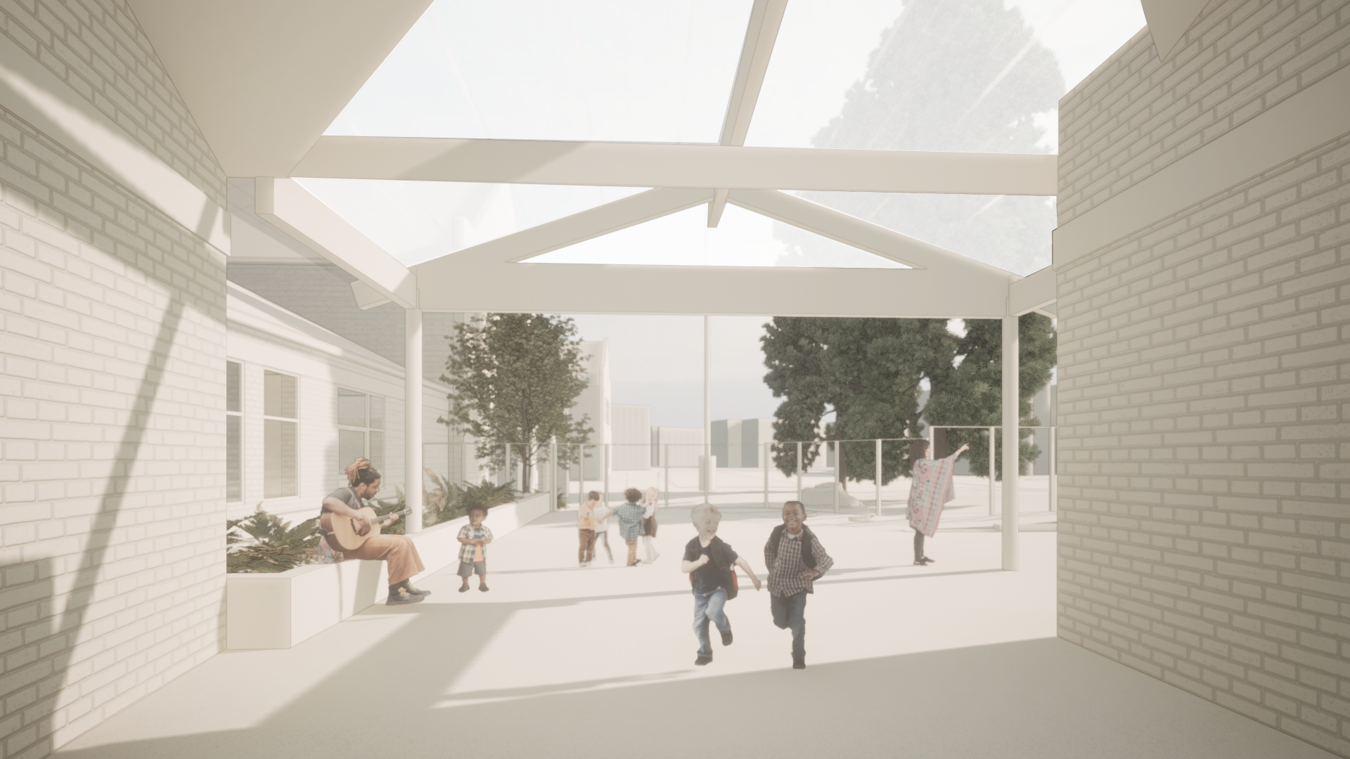 architect drawing of a covered play area