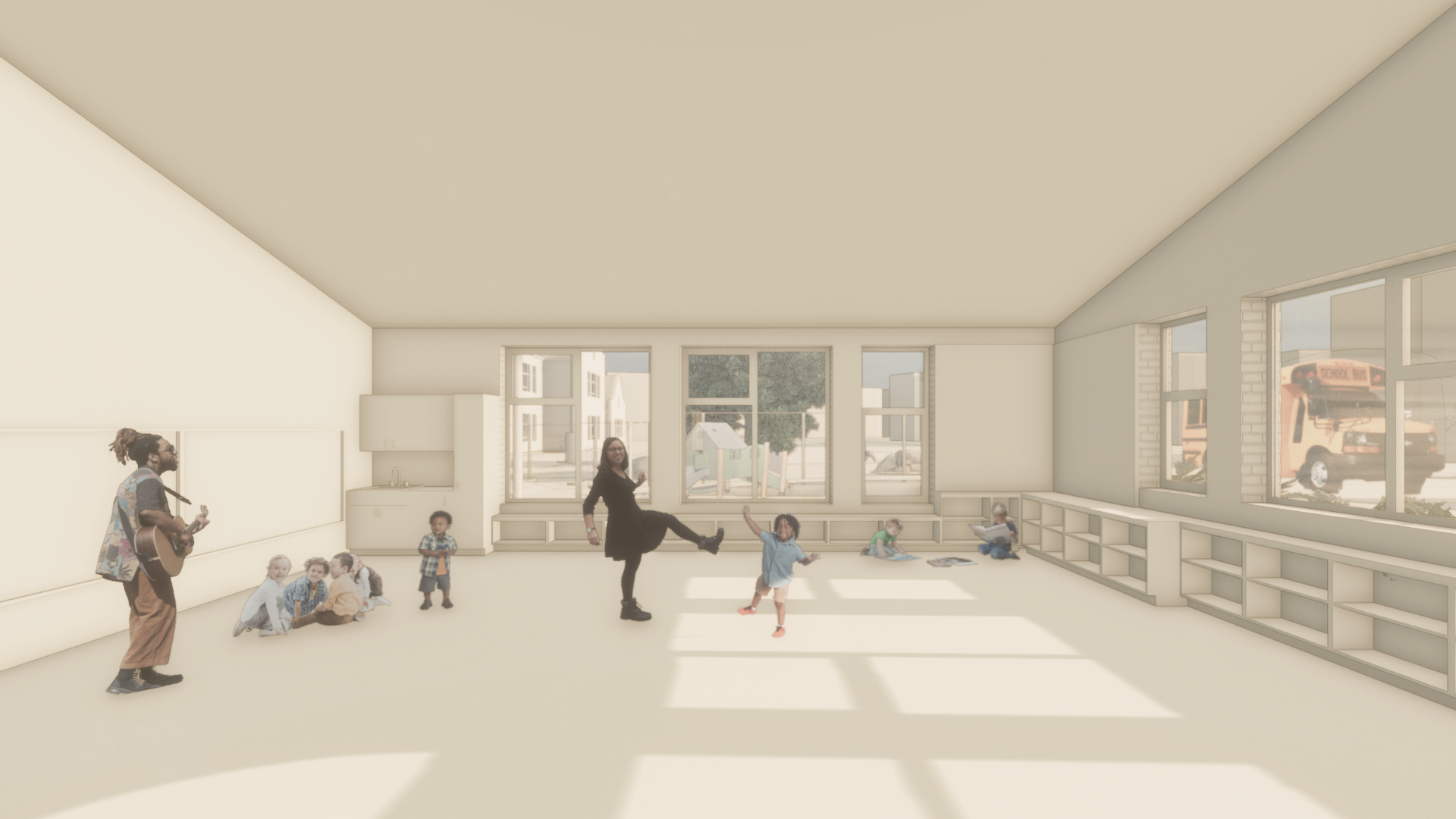 architect's drawing of a room