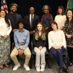 The 10 members of the school board (7 directors and 3 student members) gather with Superintendent Jones for a photo