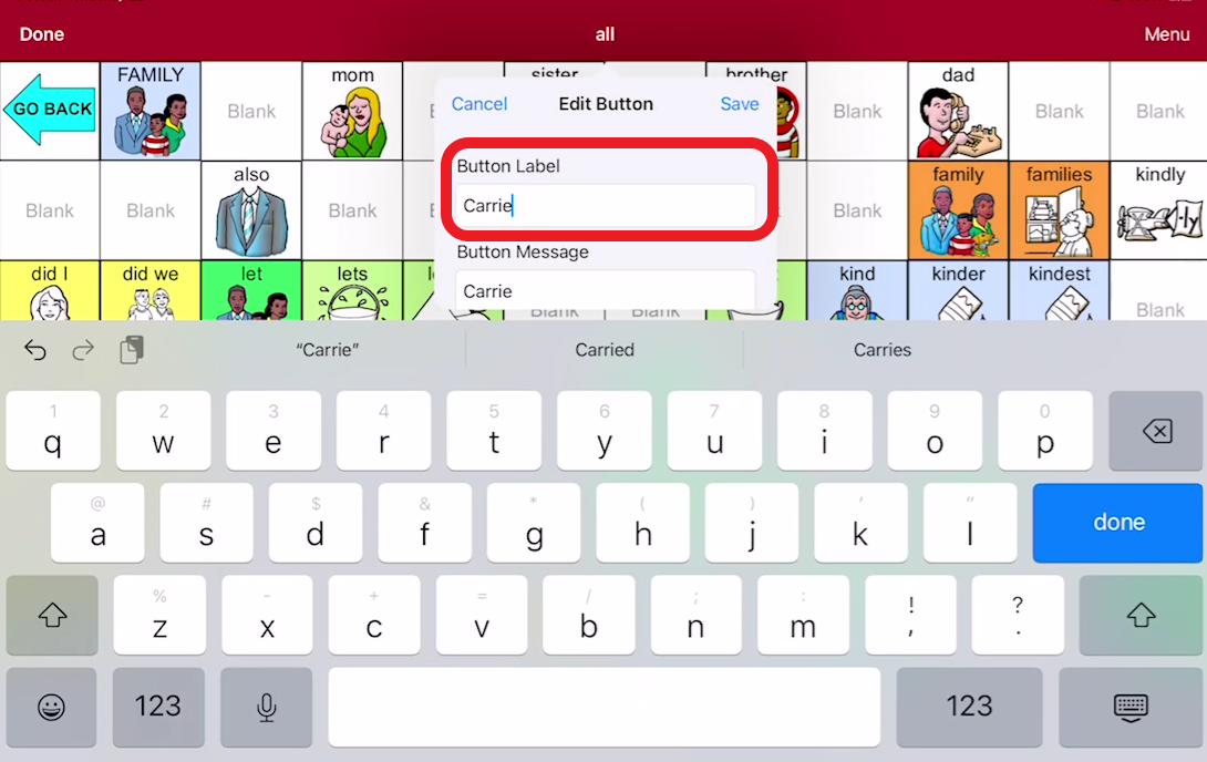 screen shot of LAMP with button label and keyboard