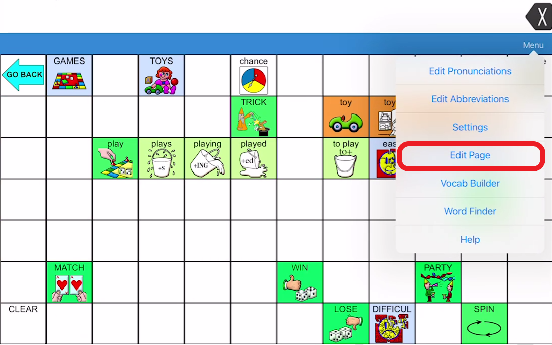 screen shot of LAMP Menu pop up with Edit this page outlined in Red