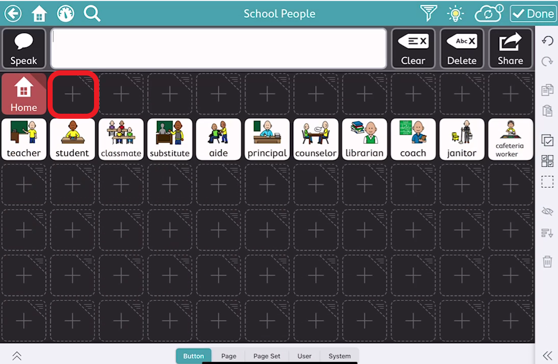 screen shot of TD Snap with blank button outlined in red