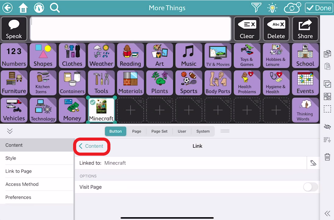screen shot of TD Snap editing page with content outlined in red