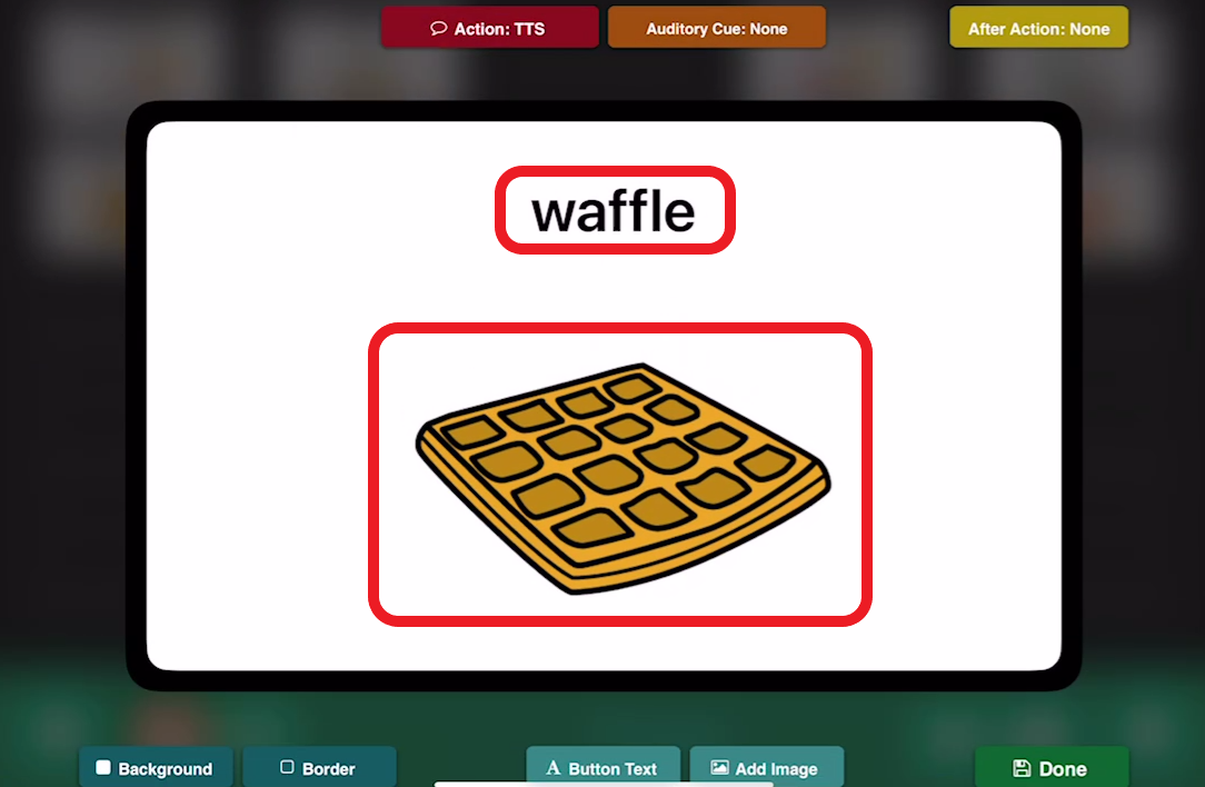 screen shot of editing a button in Go Talk Now