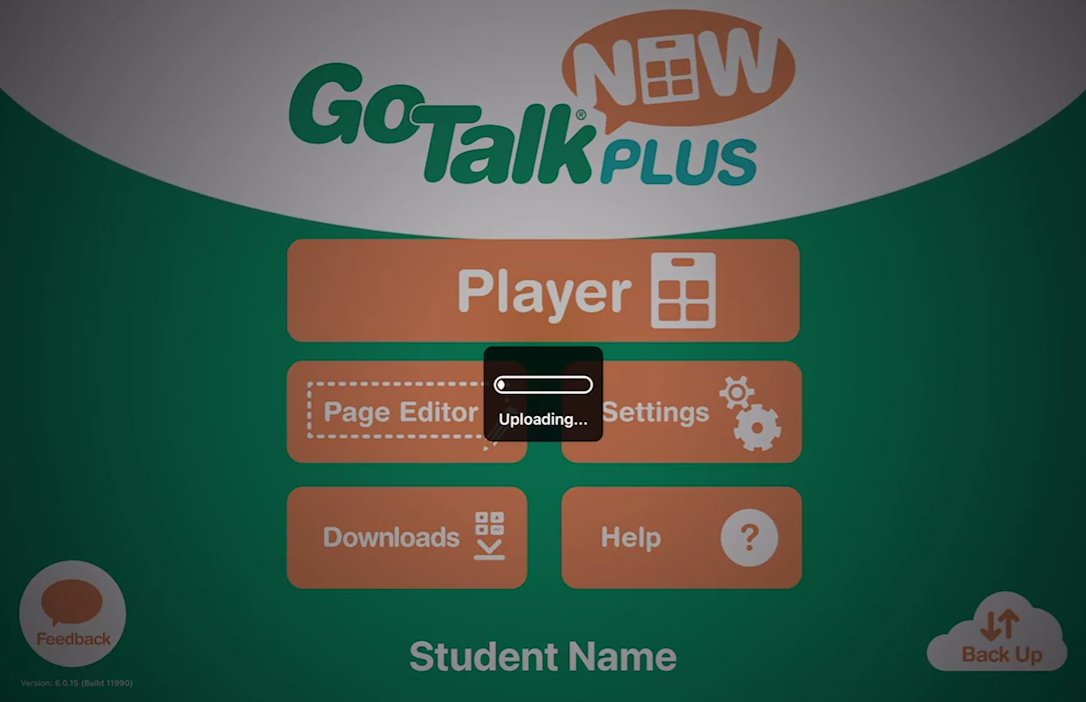 screen shot of Go Talk Now with a dropbox backup in process