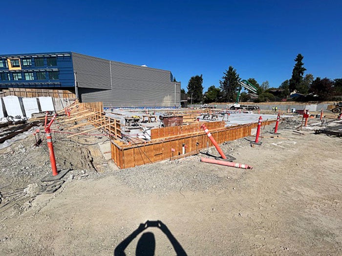 a wood frame for pouring concrete foundations