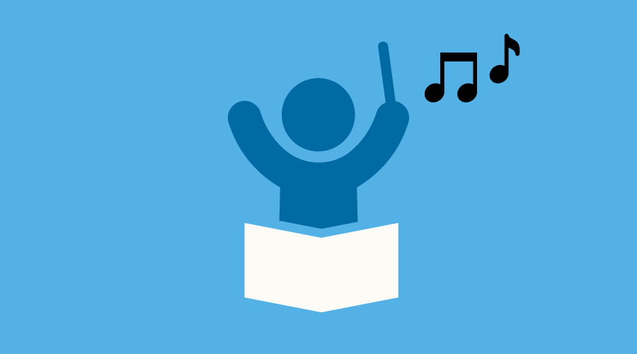 Graphic of an orchestra or choir conductor