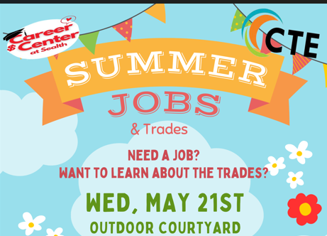 Summer Jobs and Trades Fair, Wed May 21st in Outdoor Courtyard at Chief Sealth, open to all at lunch
