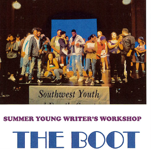 The Boot summer young writer's workshop. students on stage