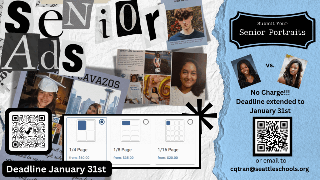 Senior Portraits due December 9th for free inclusion in Yearbook...see links above to submit.