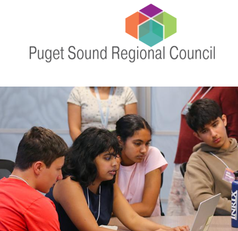 Puget Sound Regional Council logo and picture of students