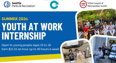 Seattle Parks and Recreation Youth at Work Internship flier and picture