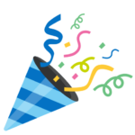 Icon of a party hat with confetti coming out of it