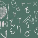 chalkboard with a variety of math equations