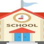 A picture of a white and red schoolhouse.