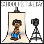 Image of someone getting their school photo taken with a banner that reads