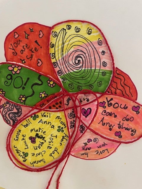 abstract shape with colored shapes inside
