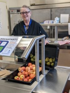 Photo of Ms. Joanne in the cafeteria