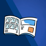 Open Yearbook with blocks for photos.