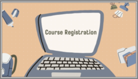 Laptop with the Text: Course Registration.