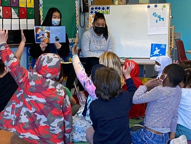 Careers in Ed students lead class at elementary school