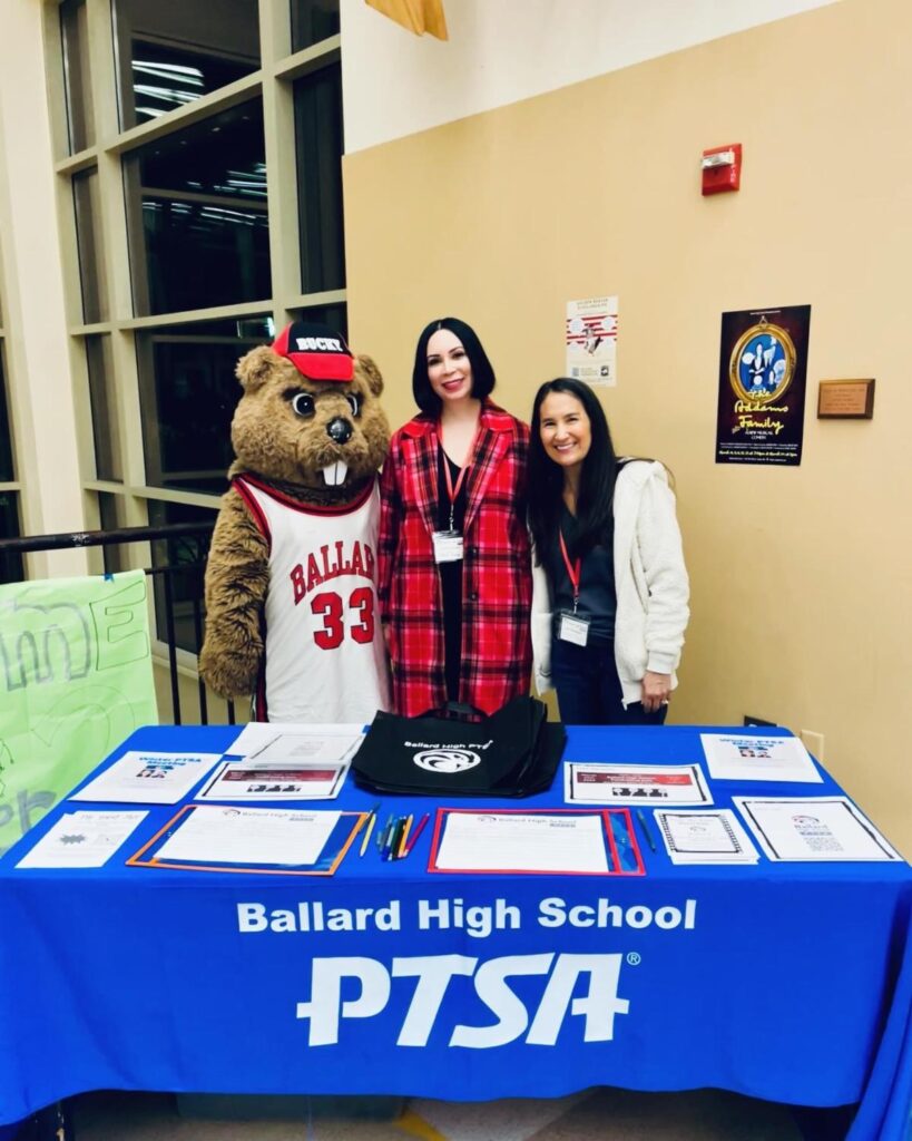Bucky with Karla and Victoria at the BHS PTSA table.