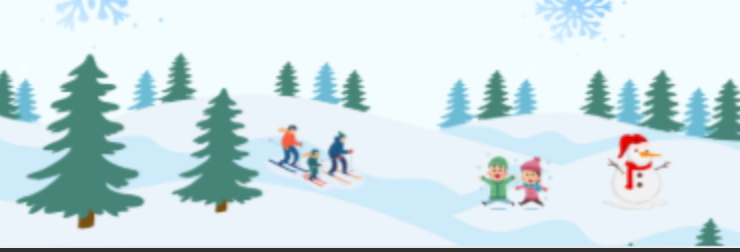 Trees in snow field.