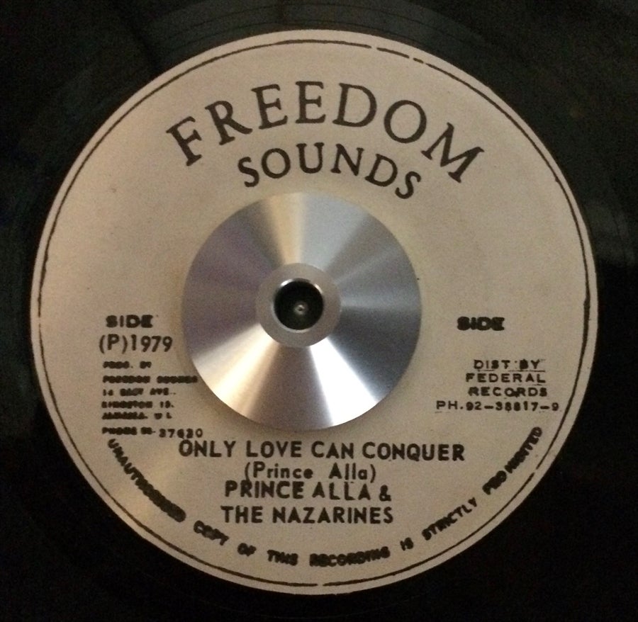 Photo of record label titled "Freedom Sounds"
