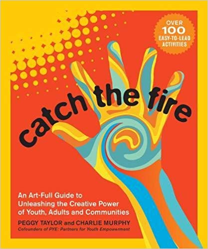 Book cover with title "Catch the Fire" with a colorful hand and sun.