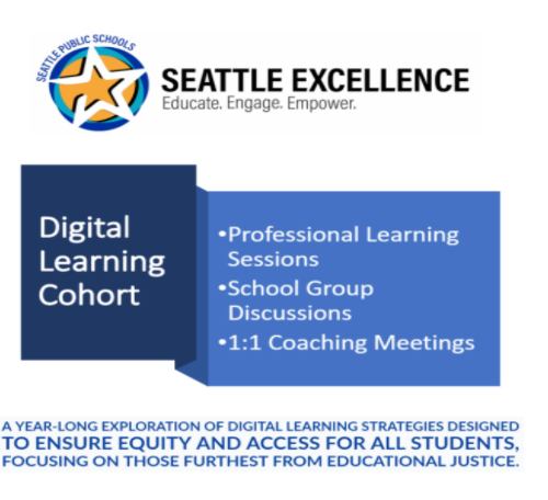 Seattle Excellence  Educate. Engage. Empower Digital Learning Cohort - Professional Learning Sessions - School Group Discussions - 1:1 Coaching Meetings A year-long exploration of digital learning strategies designed to ensure equity and access for all students, focusing on those furthest from educational justice.