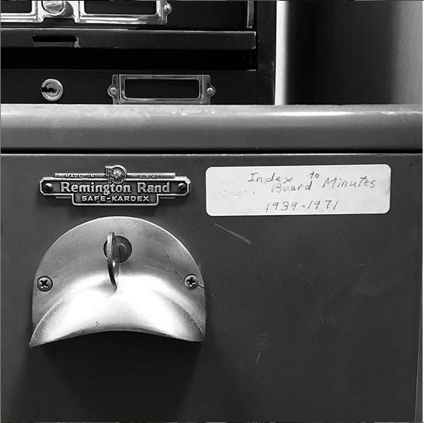 Steel Index card cabinet in black and white