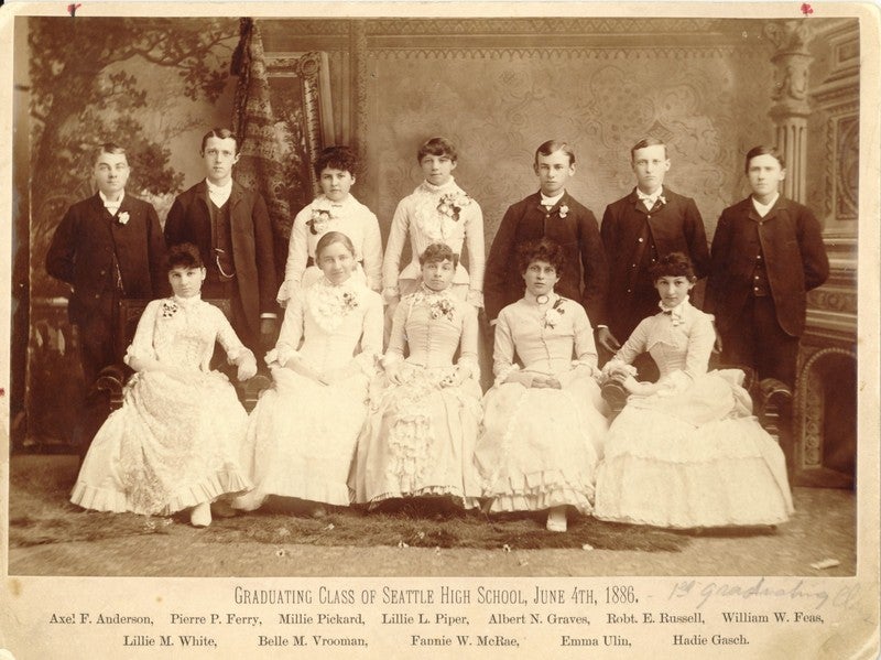 First graduating class of Seattle High School, June 4, 1886