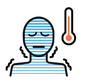 An illustration of blue person with thermometer