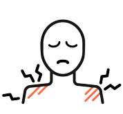 An illustration of person with pain on their shoulders