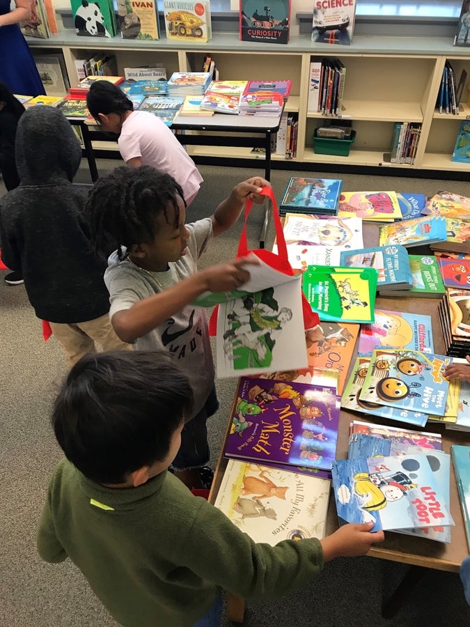 Students at book fair