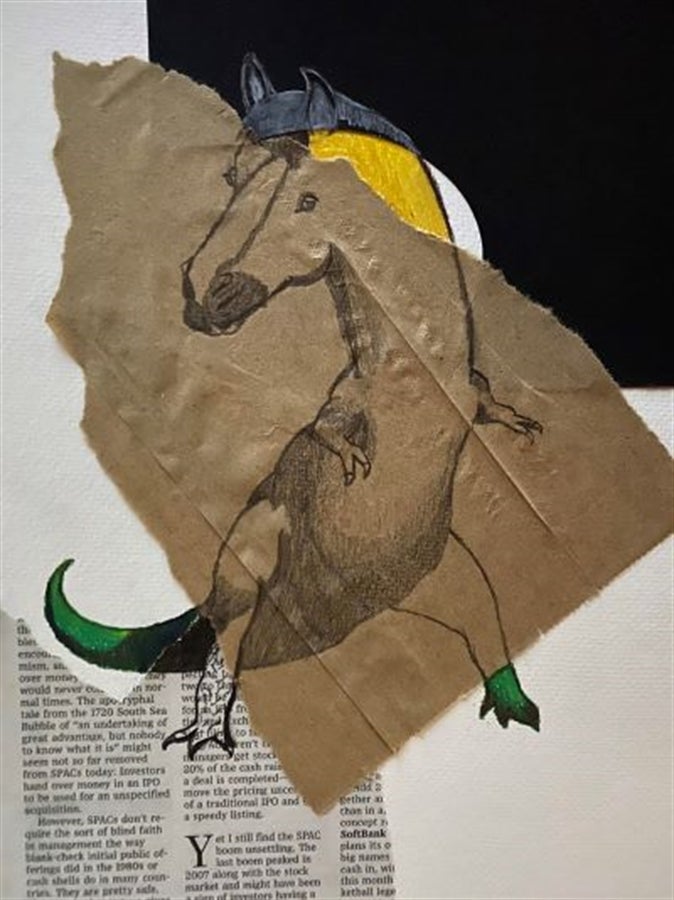 A collage of a dinosaur