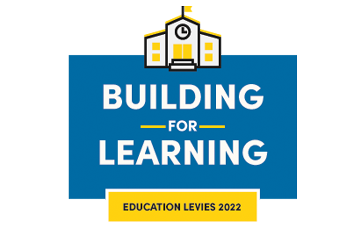 Logo for SPS levies includes a school building and text "Building for Learning Education Levies 2022"