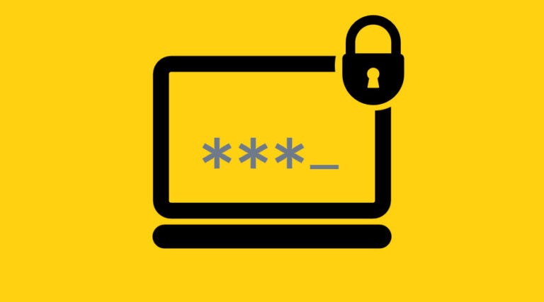 A laptop and lock icon with password