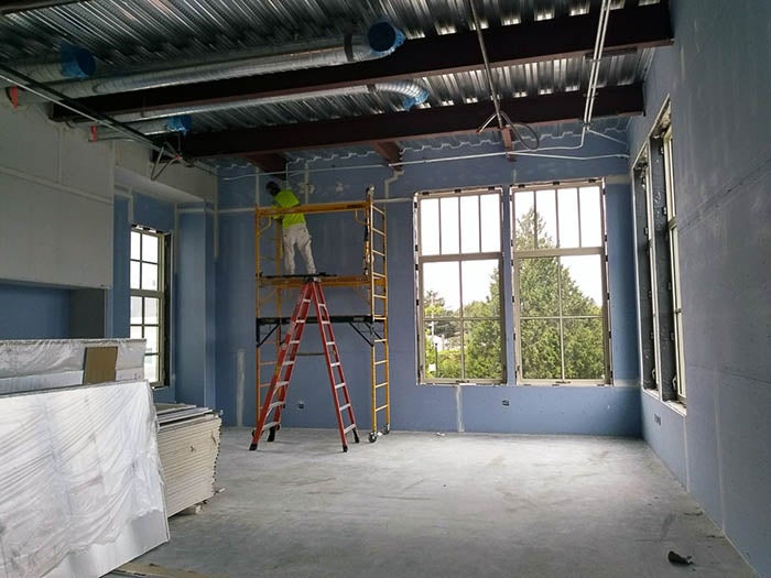 a window in a room under construciton
