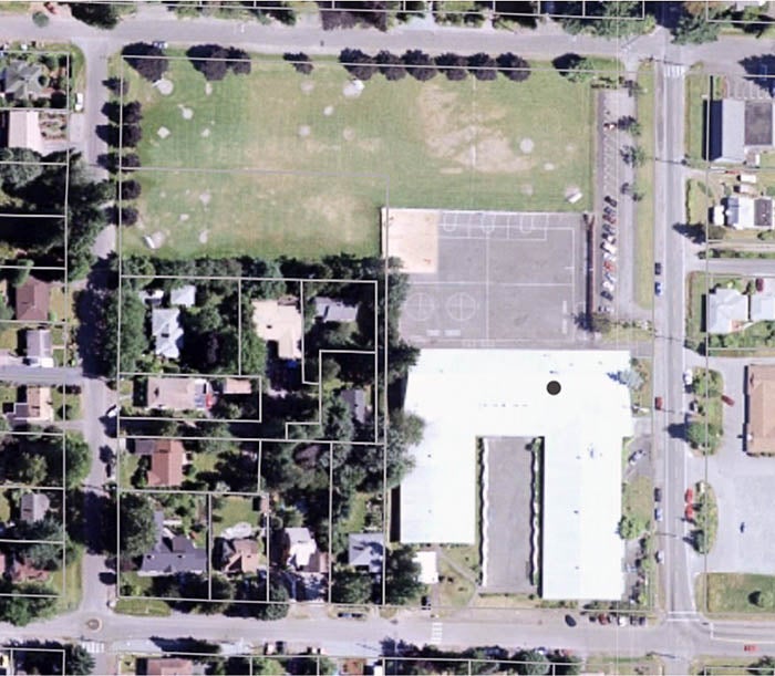 aerial photograph of existing school