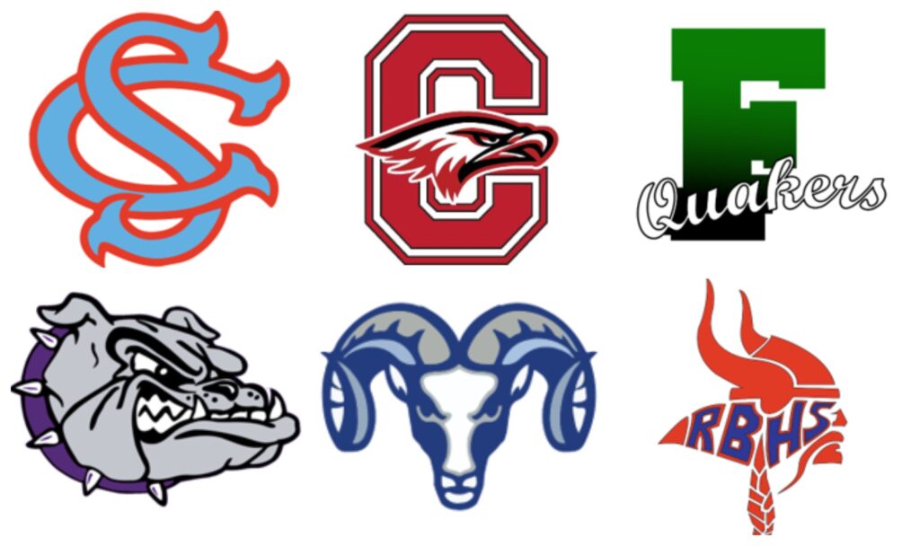Logos for Chief Sealth, Cleveland, Franklin, Garfield, Ingraham, and Rainier Beach high schools.