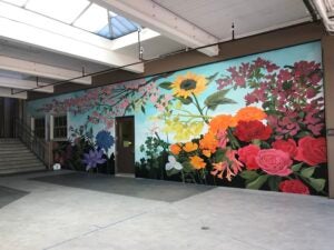 mural of flowering plants