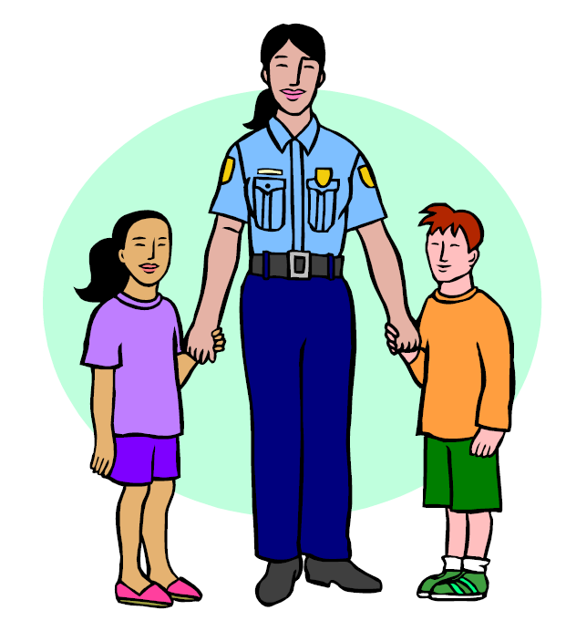 graphic of an Officer and two students