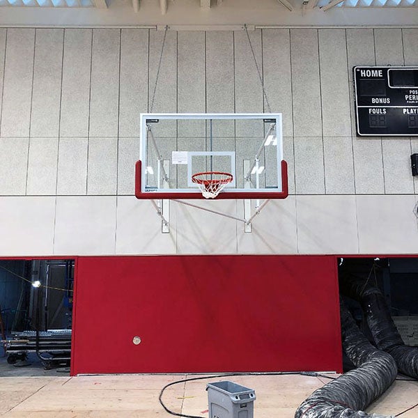 wall with a basketball hoop