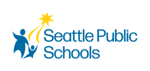 SPS Logo with graphic of adult and child with text "Seattle Public Schools"
