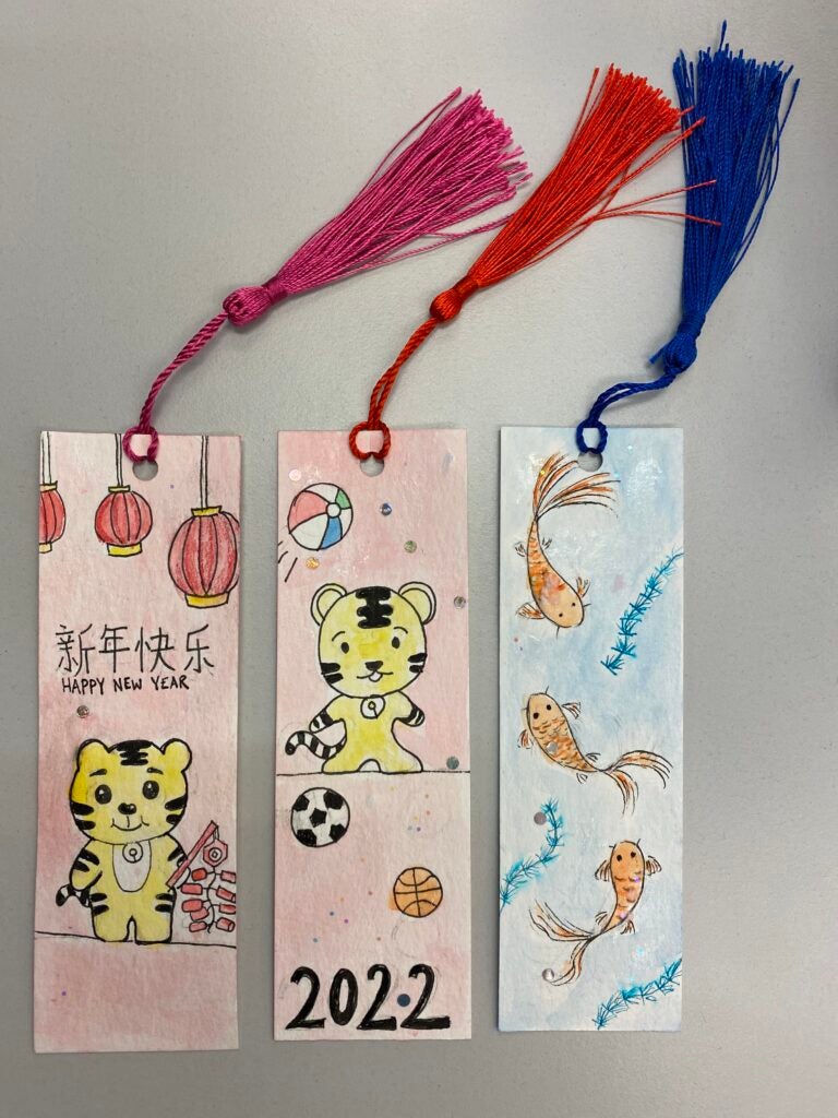 Student made bookmarks for Chinese Year of Tiger