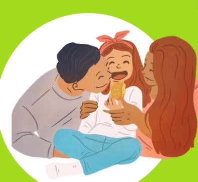 graphic of a family spending time together and hugging