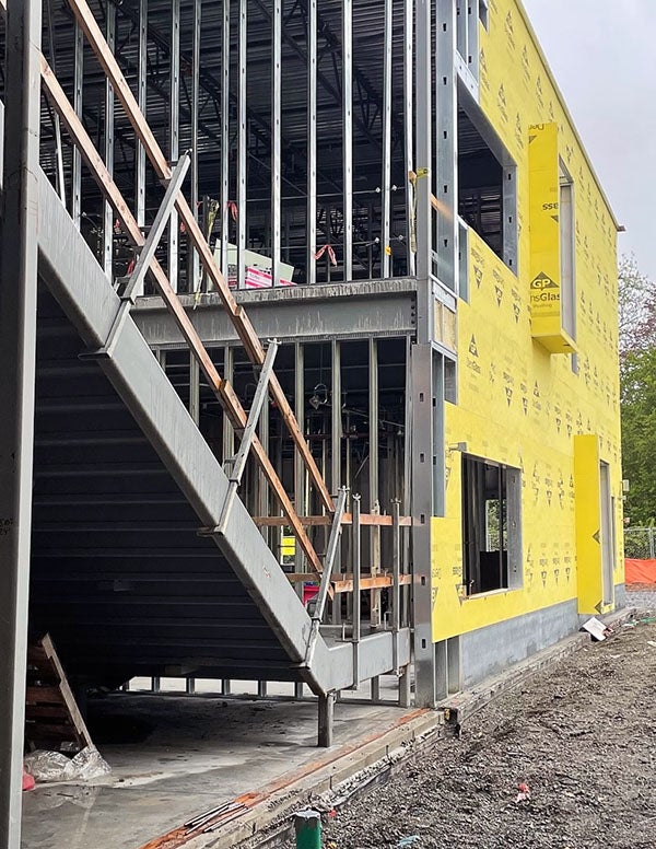 a partially built 2 story building